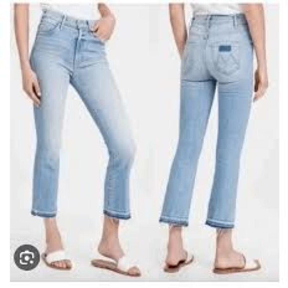 Mother Superior The Hustler Ankle Undone Hem On My Feet Jeans Faded Blue Size 31